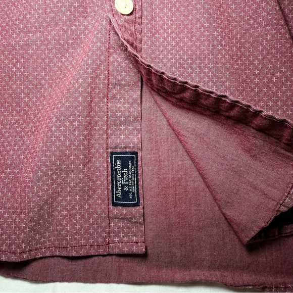 Abercrombie & Fitch Button Down Casual Burgundy Stretch Preppy Men's Size XXL - Picture 2 of 7